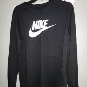 Nwt Womens Size Small Nike Black Long Sleeve Tee with White Logo